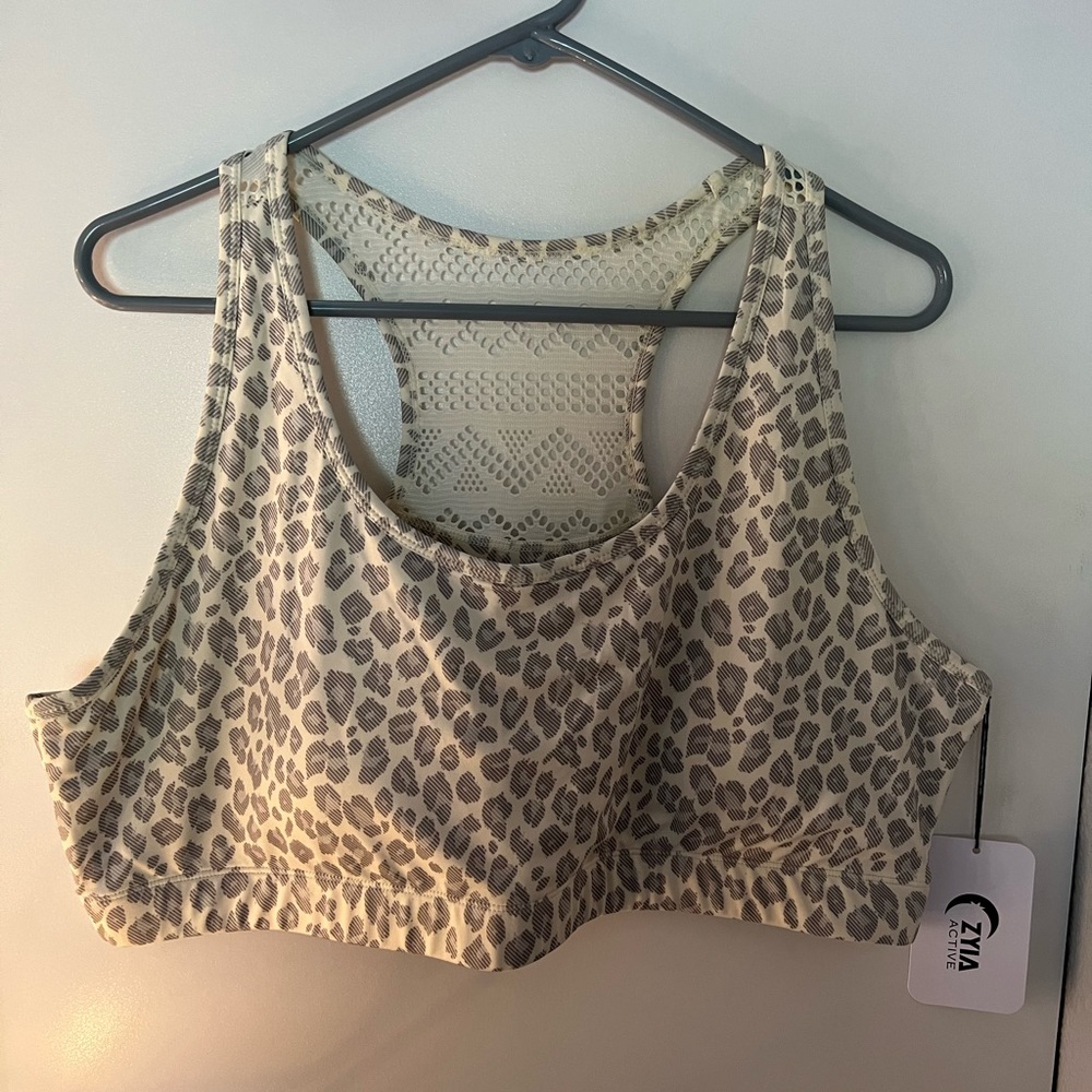 Zyia Ivory Leopard Bomber Bra Size XXXL